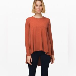 Goddess Gear orange high low long sleeve natural fiber tunic shirt- size M